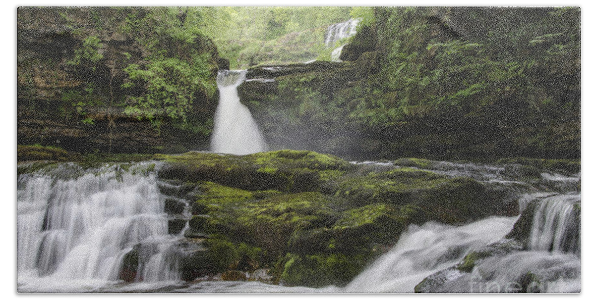 Waterfall Beach Towel featuring the photograph Four falls walk waterfall 5 by Steev Stamford