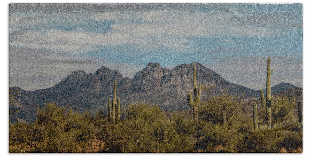 Mountains Beach Towel featuring the photograph Four Peaks by Teresa Wilson