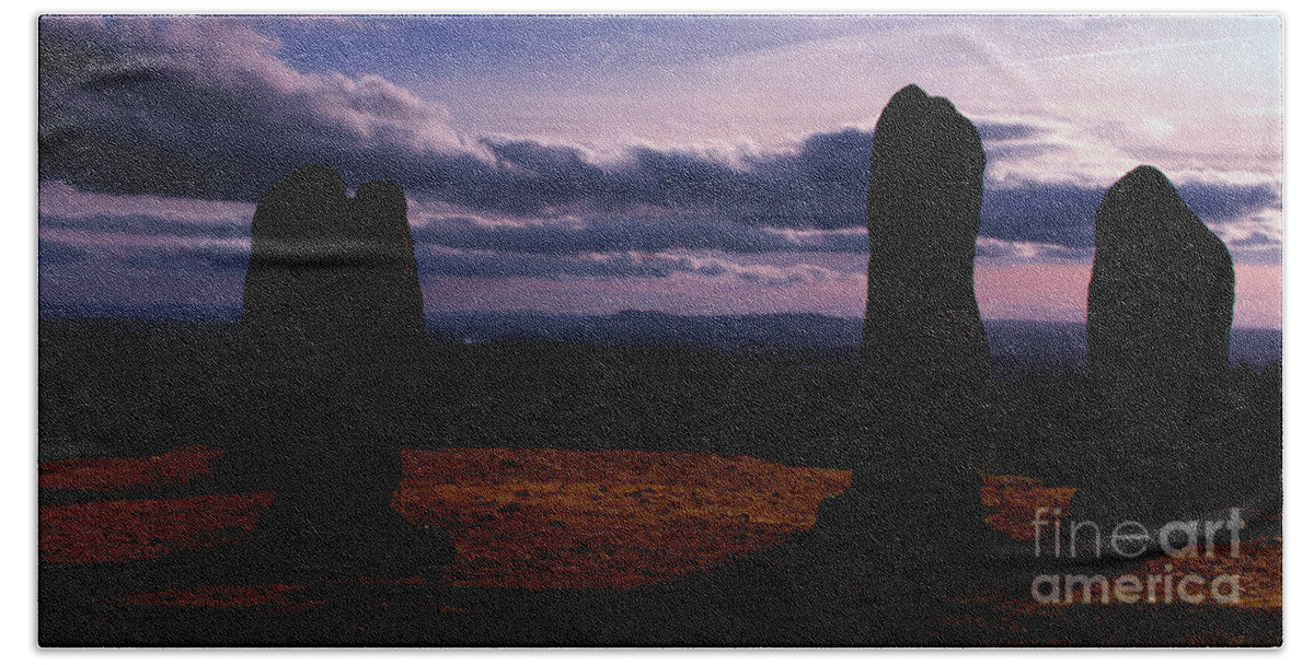 Sunset Beach Towel featuring the photograph Four Stones Clent Hills by Stephen Melia