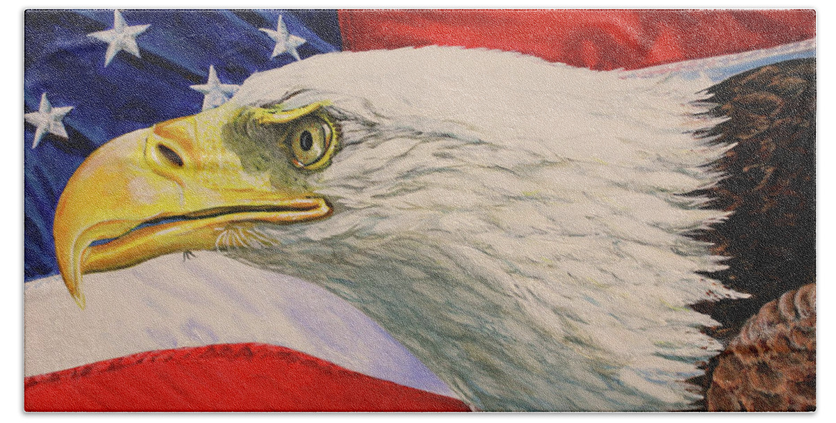 Eagle Beach Towel featuring the painting Fourth of July by Karl Wagner