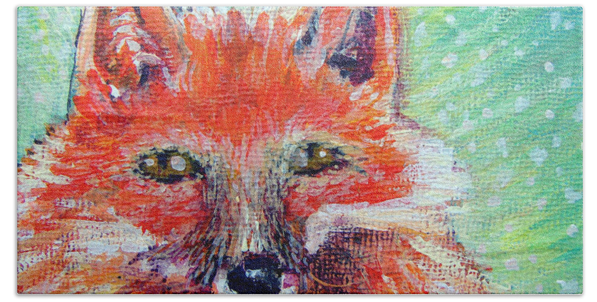 Fox Beach Towel featuring the painting Foxy by Ashleigh Dyan Bayer