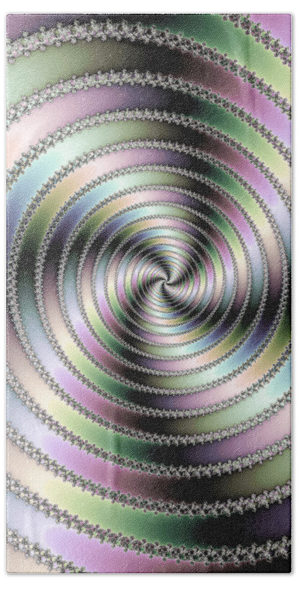 Spiral Beach Towel featuring the digital art Fractal op art hypnotizing spiral by Matthias Hauser