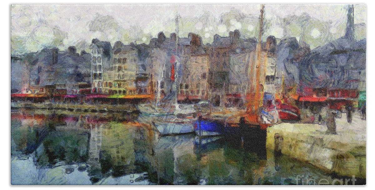 Boats Beach Towel featuring the photograph France Fishing Village by Claire Bull