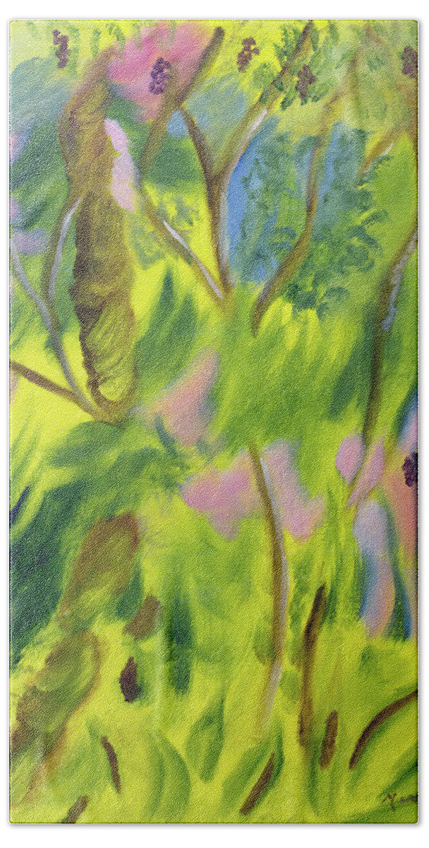 Trees Beach Sheet featuring the painting Free Feeling by Meryl Goudey