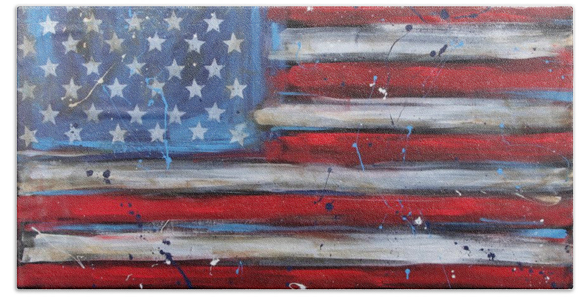 Flag Beach Sheet featuring the painting Freedom by Katia Von Kral