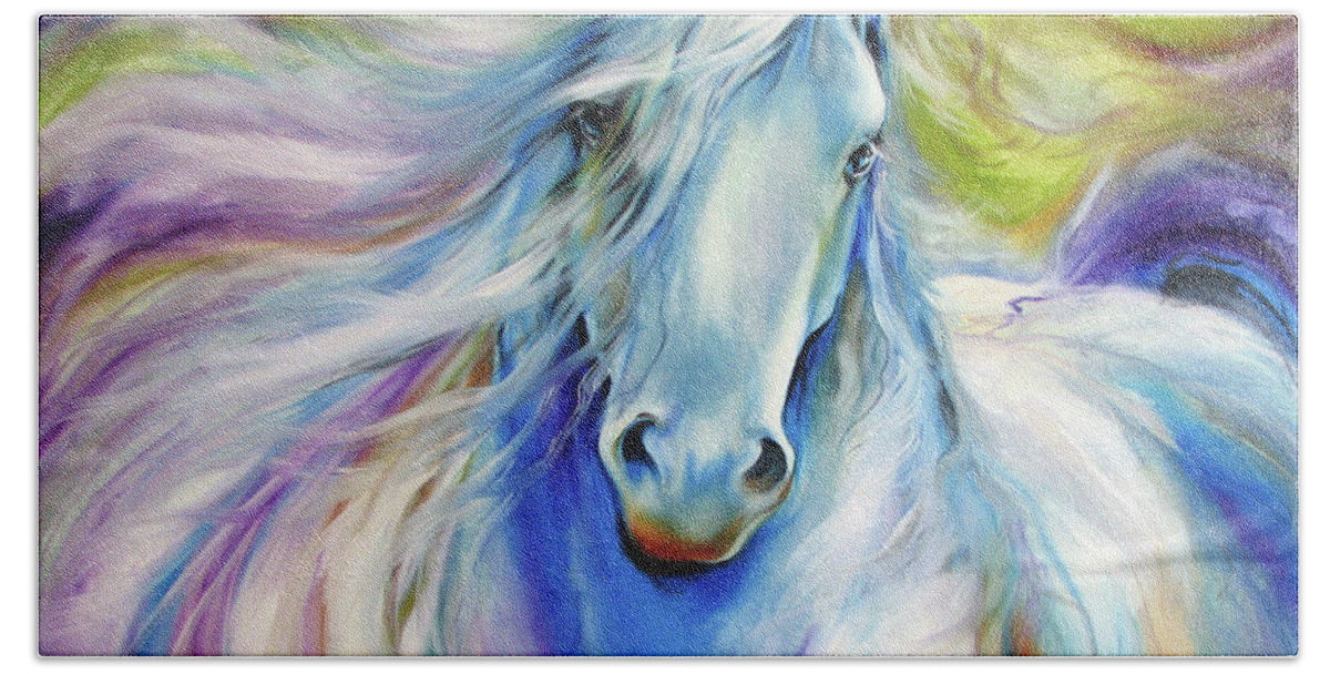 Equine Beach Towel featuring the painting Freisian Dreamscape by Marcia Baldwin
