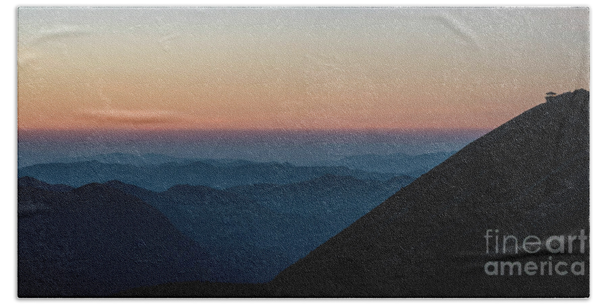 Mount Rainier National Park Beach Towel featuring the photograph Fremont Lookout Sunset Layers Pano by Mike Reid