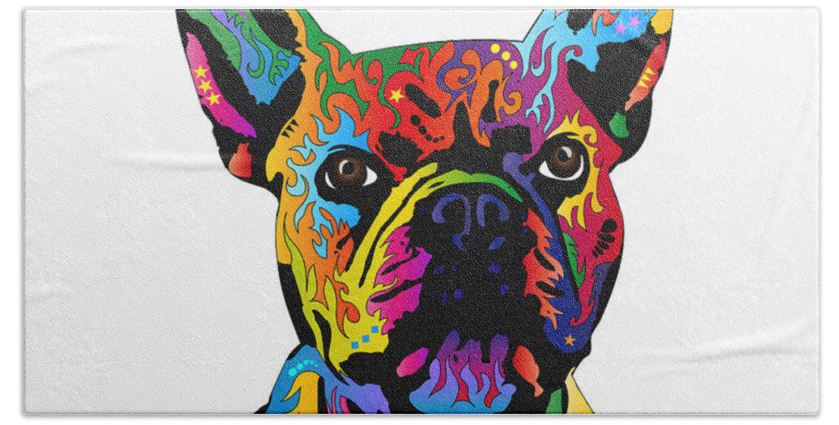 French Bulldog Beach Towel featuring the digital art French Bulldog by Michael Tompsett