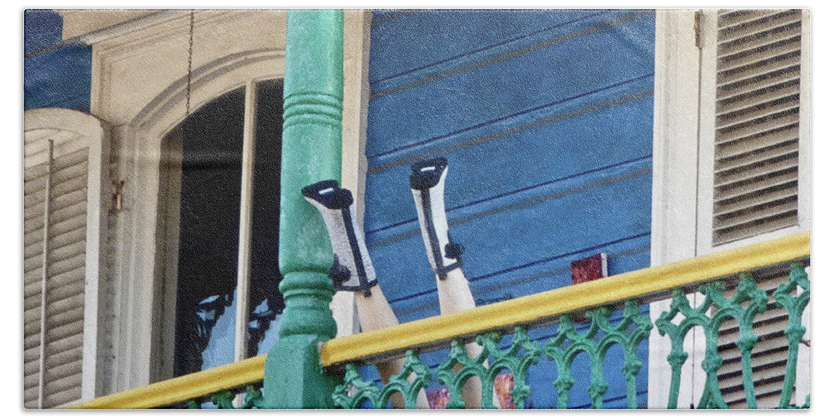 New Orleans Beach Towel featuring the photograph Frenchmen St. Balcony Legs by Amelia Racca