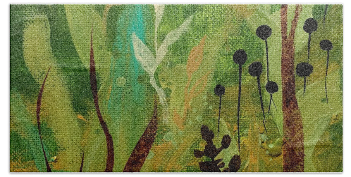 Green Beach Sheet featuring the painting Fresh Air by Robin Pedrero