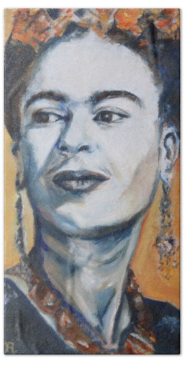 Frida Kahlo Beach Sheet featuring the painting Frida Kahlo Portrait by Christel Roelandt