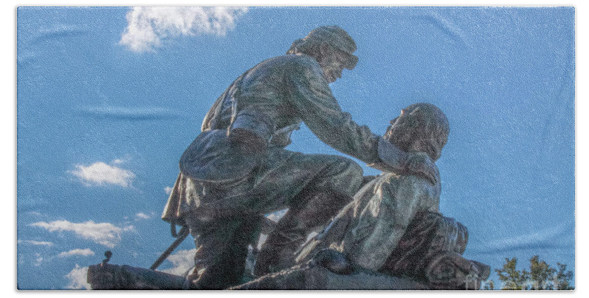 Friend To Friend Beach Towel featuring the photograph Friend to Friend Monument Gettysburg by Randy Steele