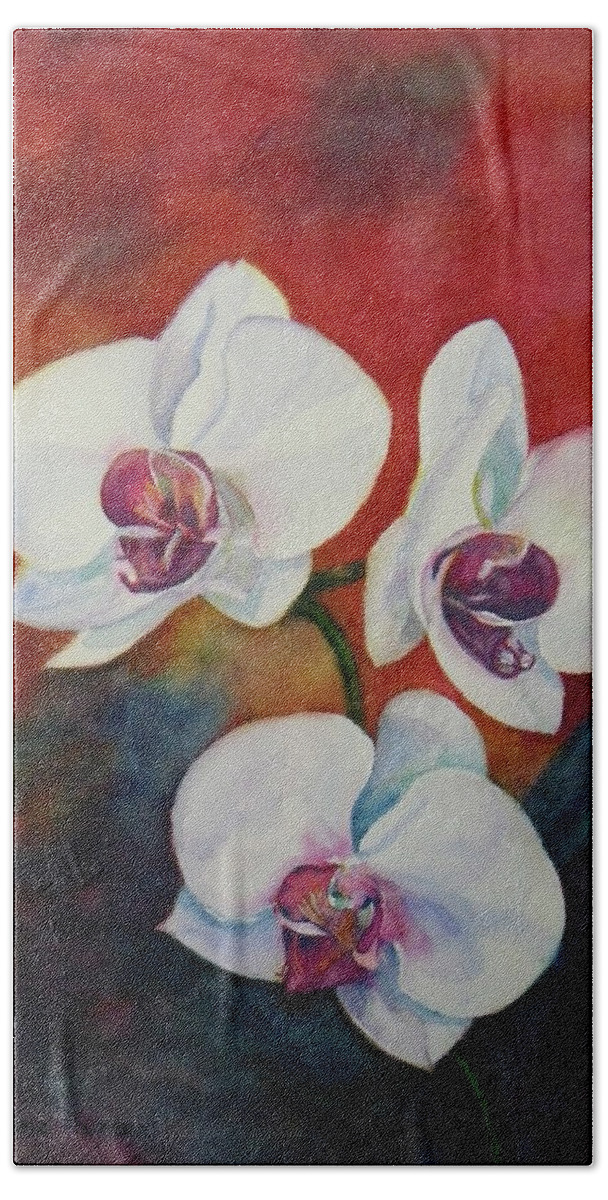  White Orchids Beach Towel featuring the painting Friends by Anna Ruzsan