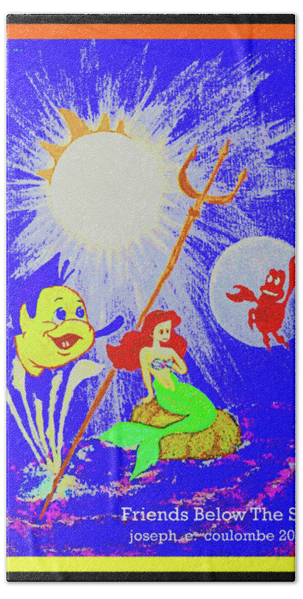 Little Mermaids Beach Sheet featuring the digital art Friends Below The Sea by Joseph Coulombe