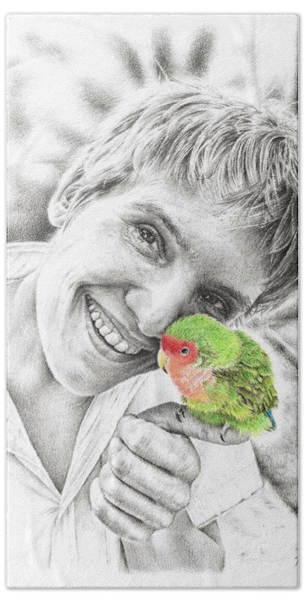 Pencil Drawing Beach Towel featuring the drawing Friendship by Casey 'Remrov' Vormer