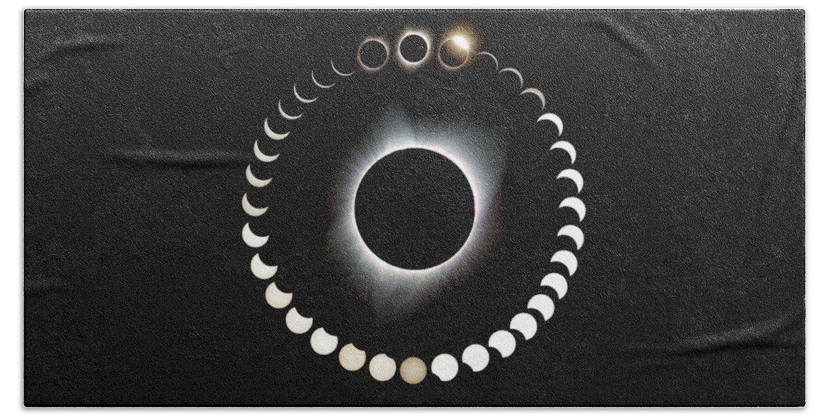 Solar Eclipse Beach Sheet featuring the photograph From Bright To NIght - Total Solar Eclipse by Her Arts Desire