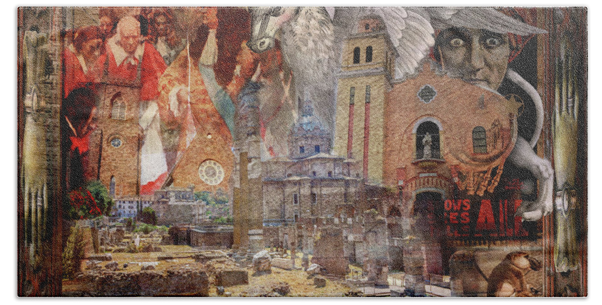 Photoshop Beach Towel featuring the digital art From Rome to America by Ricardo Dominguez