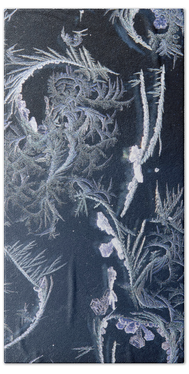 Frost Macro Beach Towel featuring the photograph Frost Series 7 by Mike Eingle