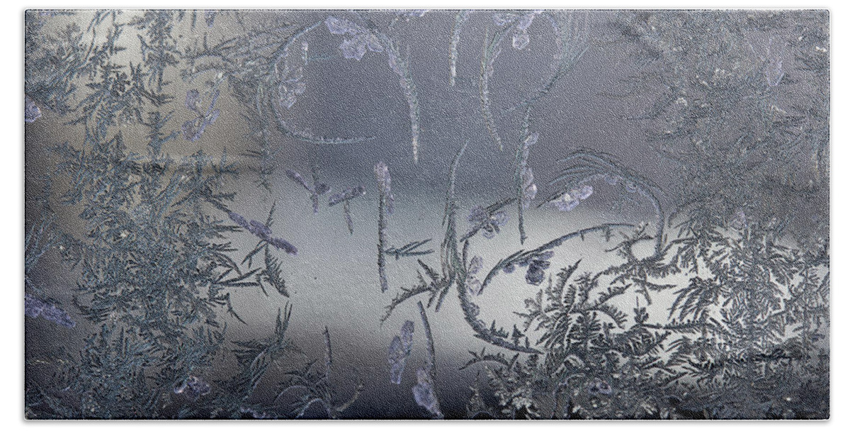 Frost Macro Beach Towel featuring the photograph Frost Series 8 by Mike Eingle