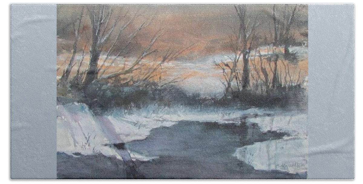Snow Beach Sheet featuring the painting Frosty Morn. by Bobby Walters