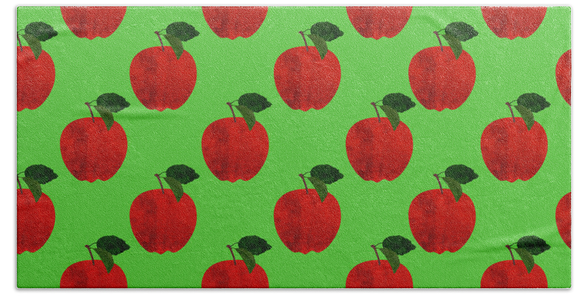 Apple Beach Towel featuring the digital art Fruit 02_Apple_Pattern by Bobbi Freelance