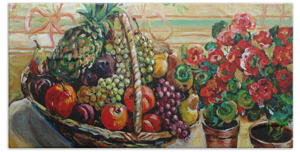 Fruit Beach Towel featuring the painting Fruit Basket by Ingrid Dohm