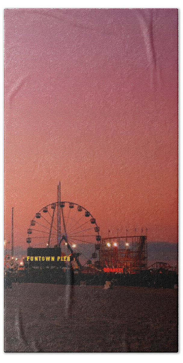 Amusement Parks Beach Towel featuring the photograph Funtown Pier At Sunset II - Jersey Shore by Angie Tirado