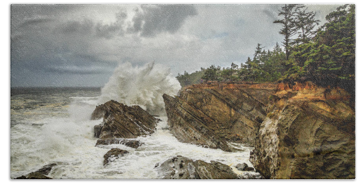 Wave Beach Sheet featuring the photograph Fury On The Oregon Coast by James Eddy