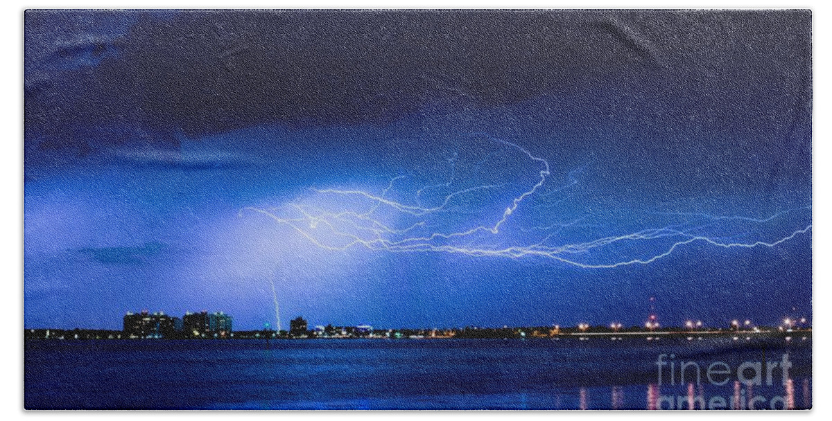 Lightning Beach Towel featuring the photograph Fury by Quinn Sedam