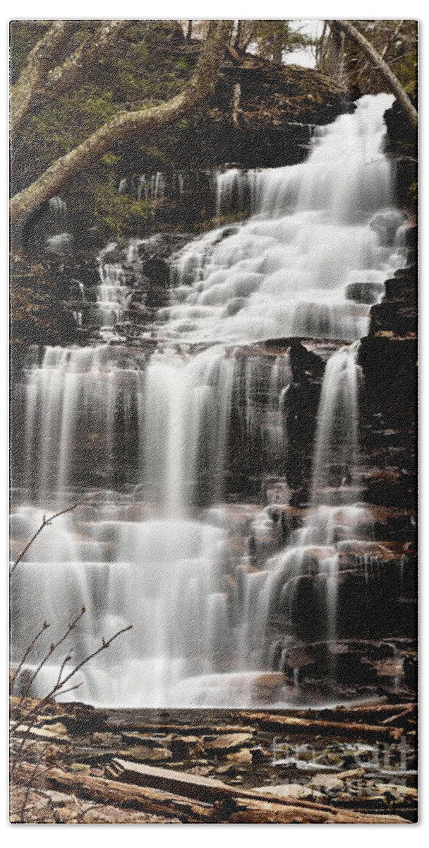 Photography Beach Sheet featuring the photograph Ganoga Falls by Larry Ricker