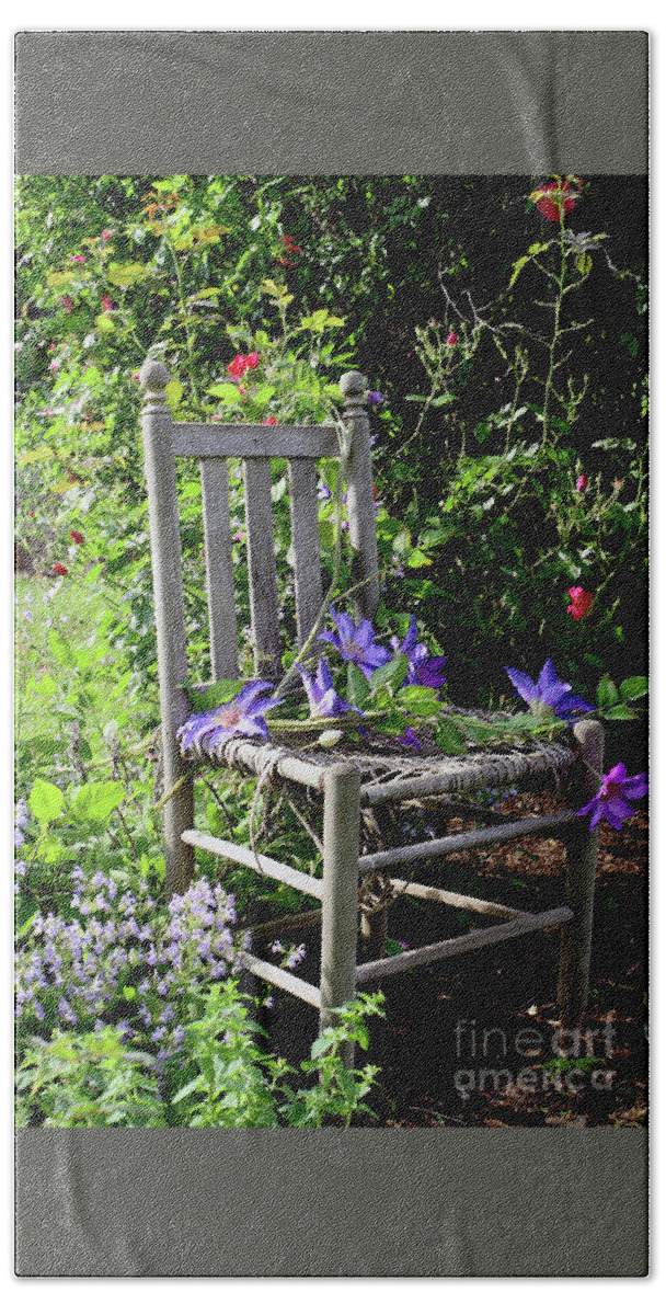 Garden Beach Towel featuring the photograph Garden Chair by Paula Guttilla