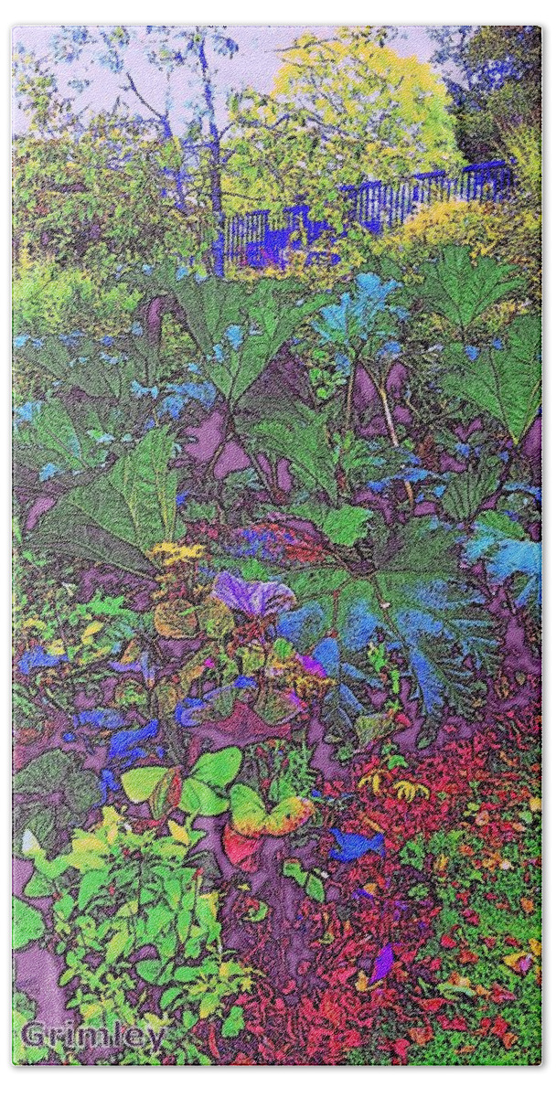 Garden Beach Towel featuring the digital art Garden of Paradise by Lessandra Grimley