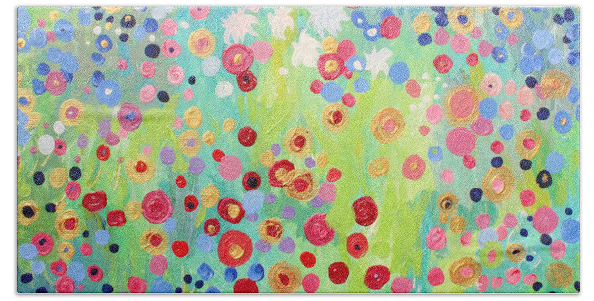 Garden Beach Towel featuring the painting Garden's Delight by Stacey Zimmerman