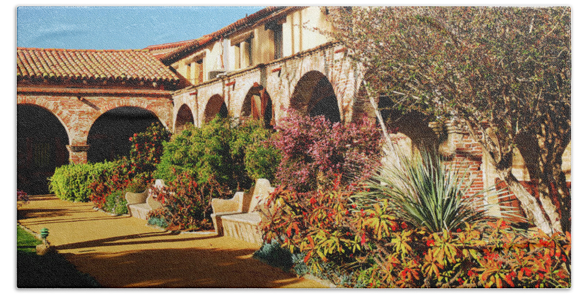 Mission Beach Sheet featuring the photograph Gardens of San Juan Capistrano by James Kirkikis