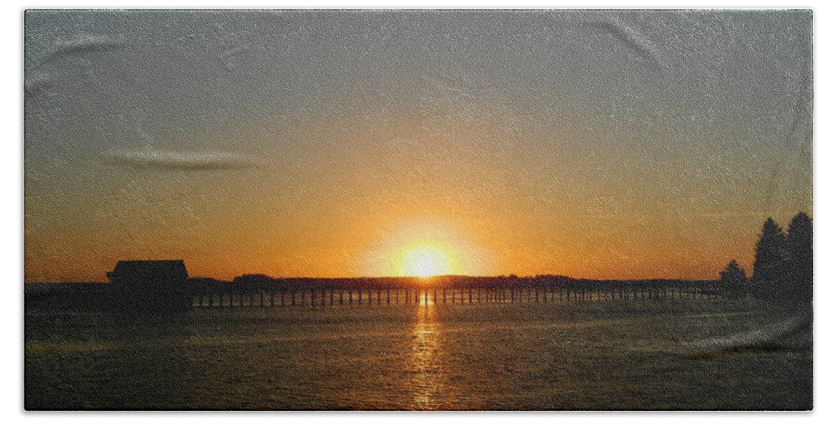 Nature Beach Towel featuring the photograph Garibaldi Pier Sunset by Gallery Of Hope 