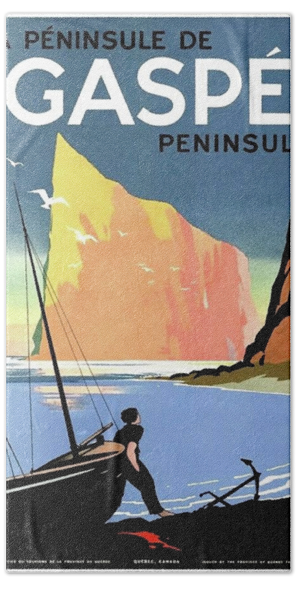 Gaspe Beach Towel featuring the painting Gaspe Peninsula, coast, Canada by Long Shot