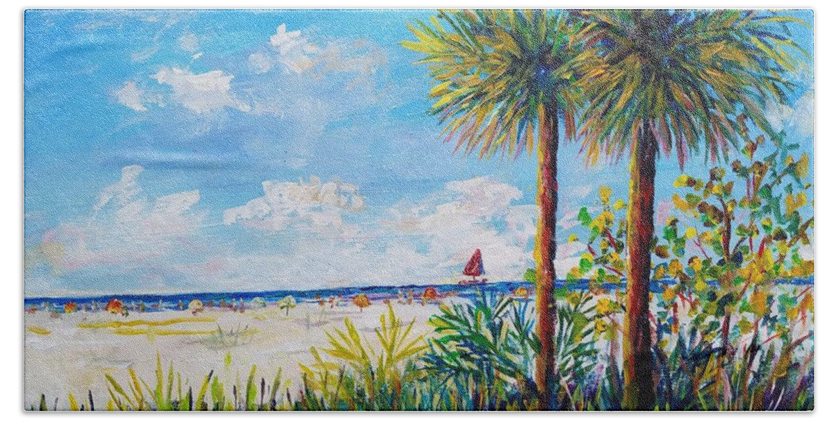 Siesta Key Beach Beach Towel featuring the painting Gateway to Siesta Key Beach by Lou Ann Bagnall