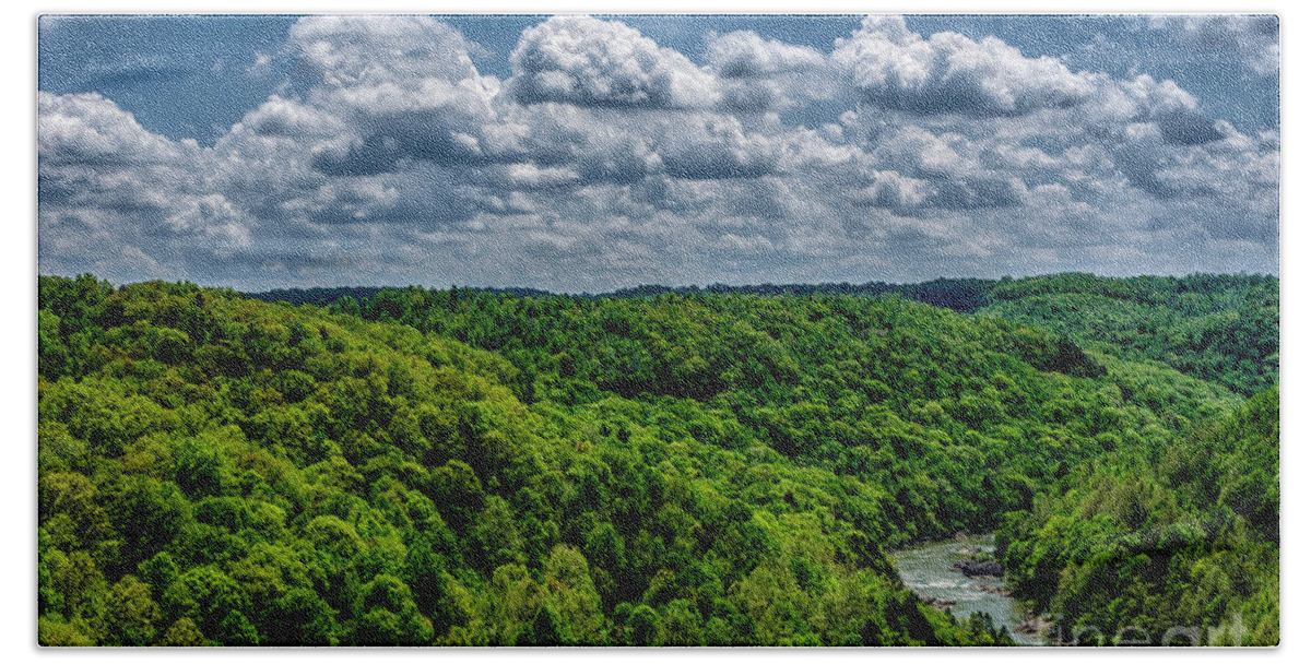 Springl Beach Sheet featuring the photograph Gauley River Canyon and Clouds by Thomas R Fletcher