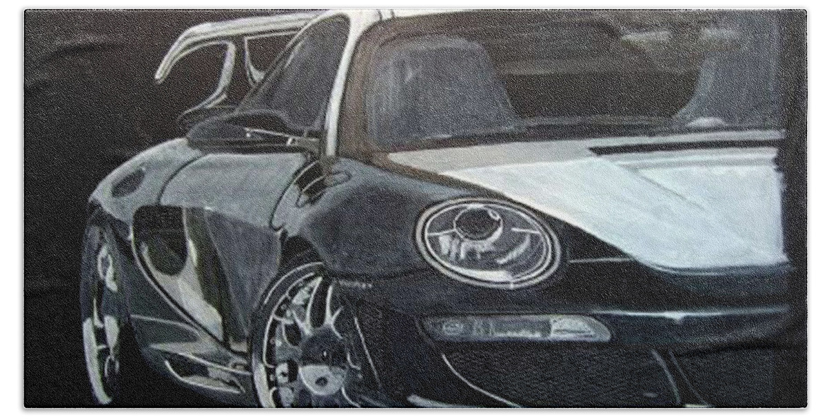 Car Beach Sheet featuring the painting Gemballa Porsche right by Richard Le Page