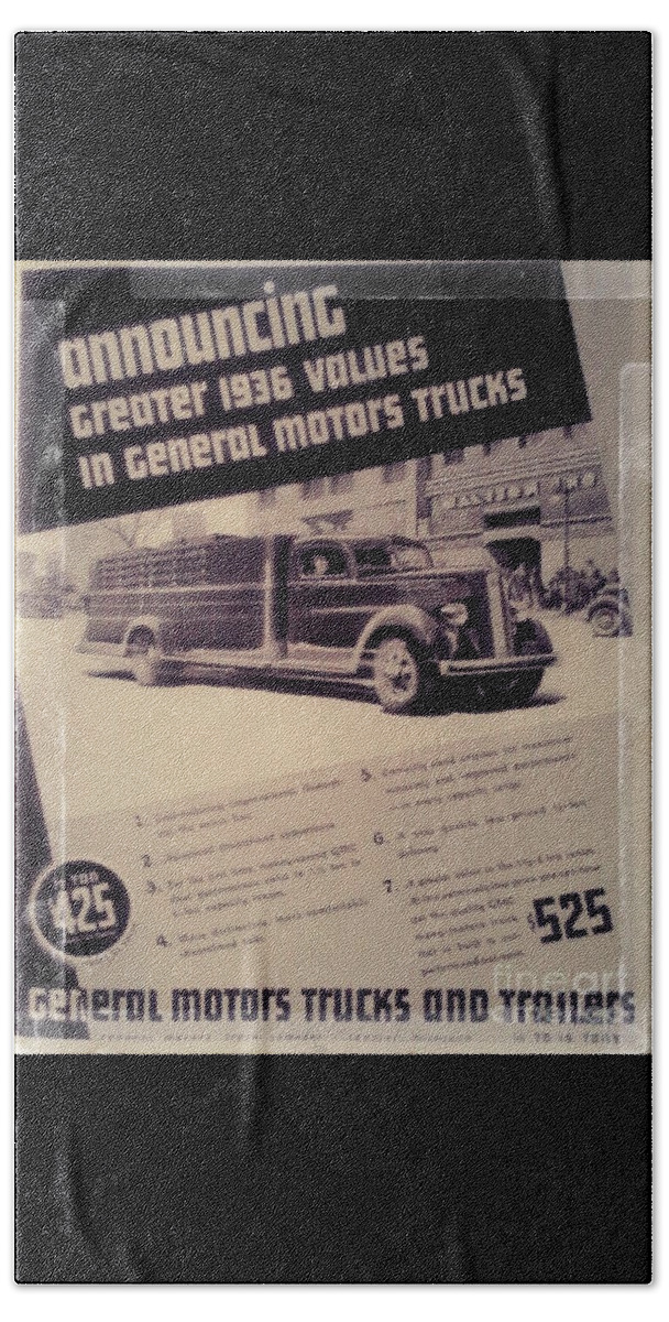 Vintage Advertisement Beach Towel featuring the photograph General Motor Truck Trailer by Trendy Farmhouse