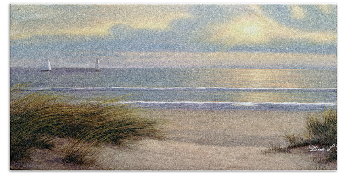 Panoramic Canvas Prints Beach Towel featuring the painting Gentle Breeze Panoramic by Diane Romanello