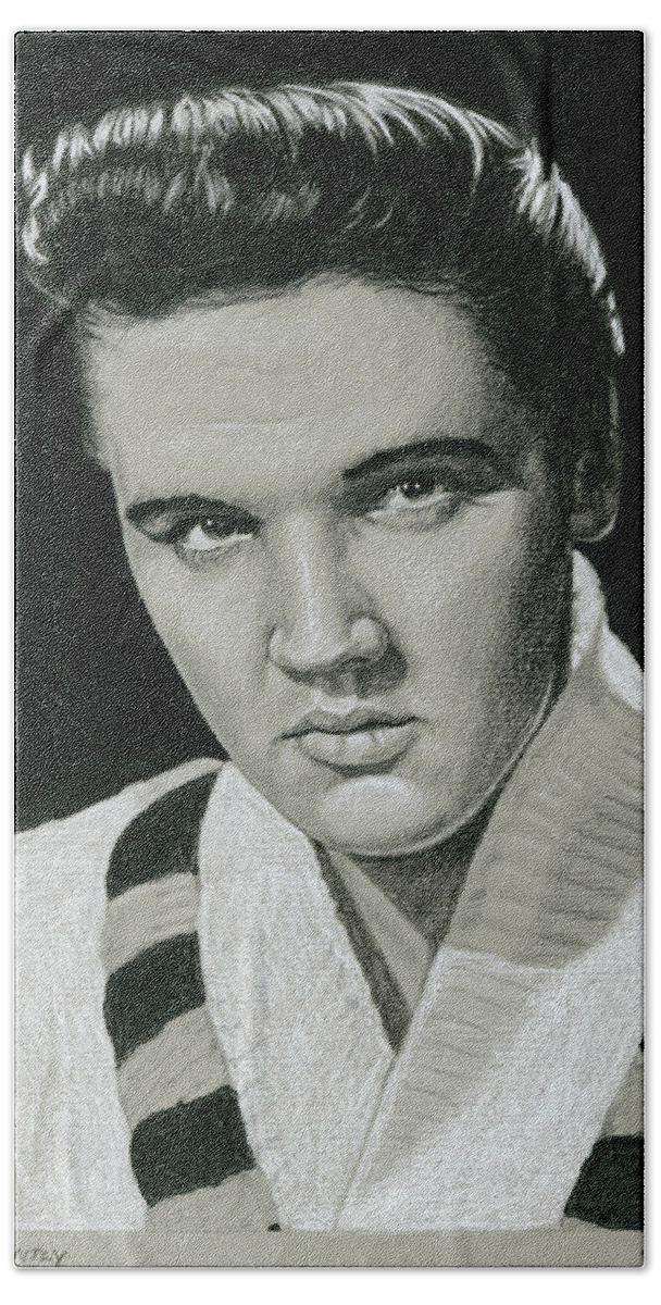 Elvis Beach Towel featuring the drawing Gently by Rob De Vries