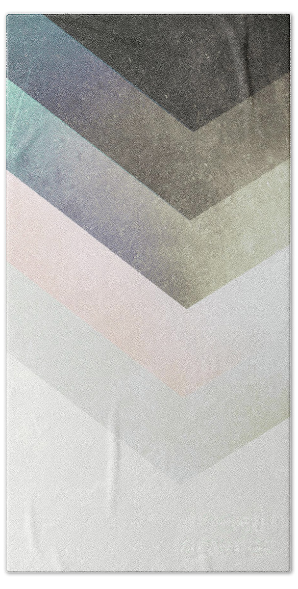 Geometric Beach Towel featuring the mixed media Geometric Layers by Emanuela Carratoni