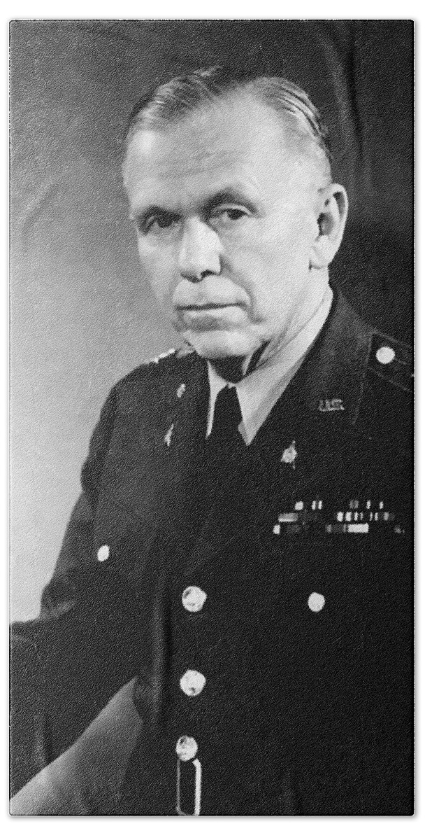 George Marshall Beach Towel featuring the painting George Marshall by War Is Hell Store