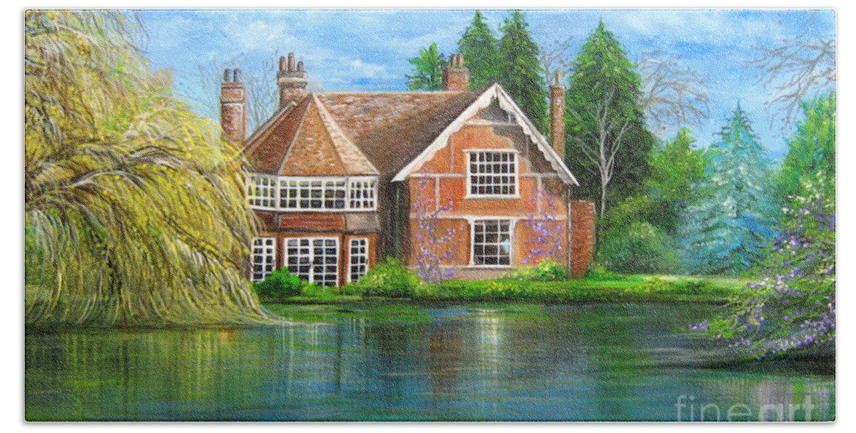 George Beach Sheet featuring the painting George Michaels Estate in Goring,England by Bella Apollonia
