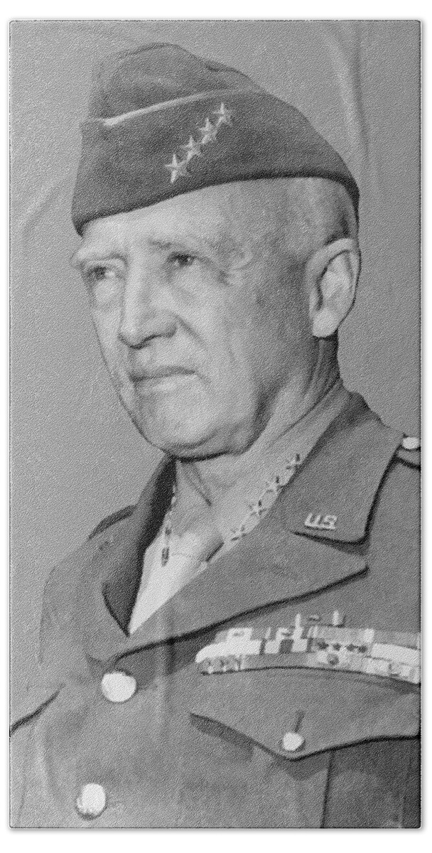 General Patton Beach Towel featuring the painting George S. Patton by War Is Hell Store