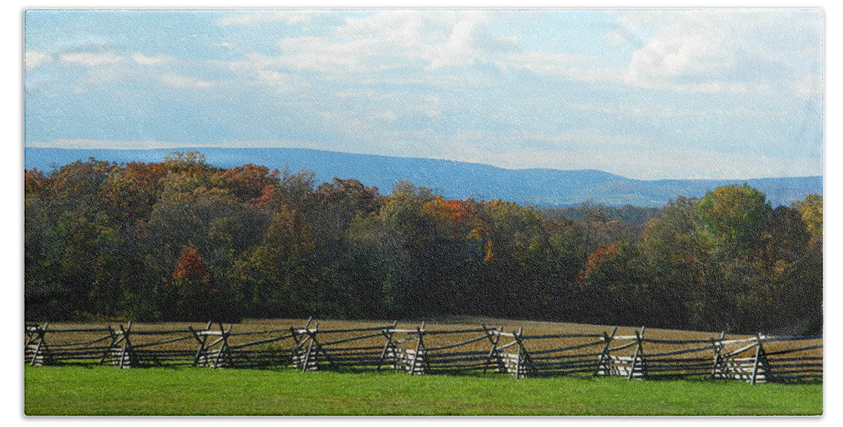 Gettysburg Battlefield And Beyond Beach Towel featuring the photograph Gettysburg Battlefield and Beyond by Emmy Marie Vickers