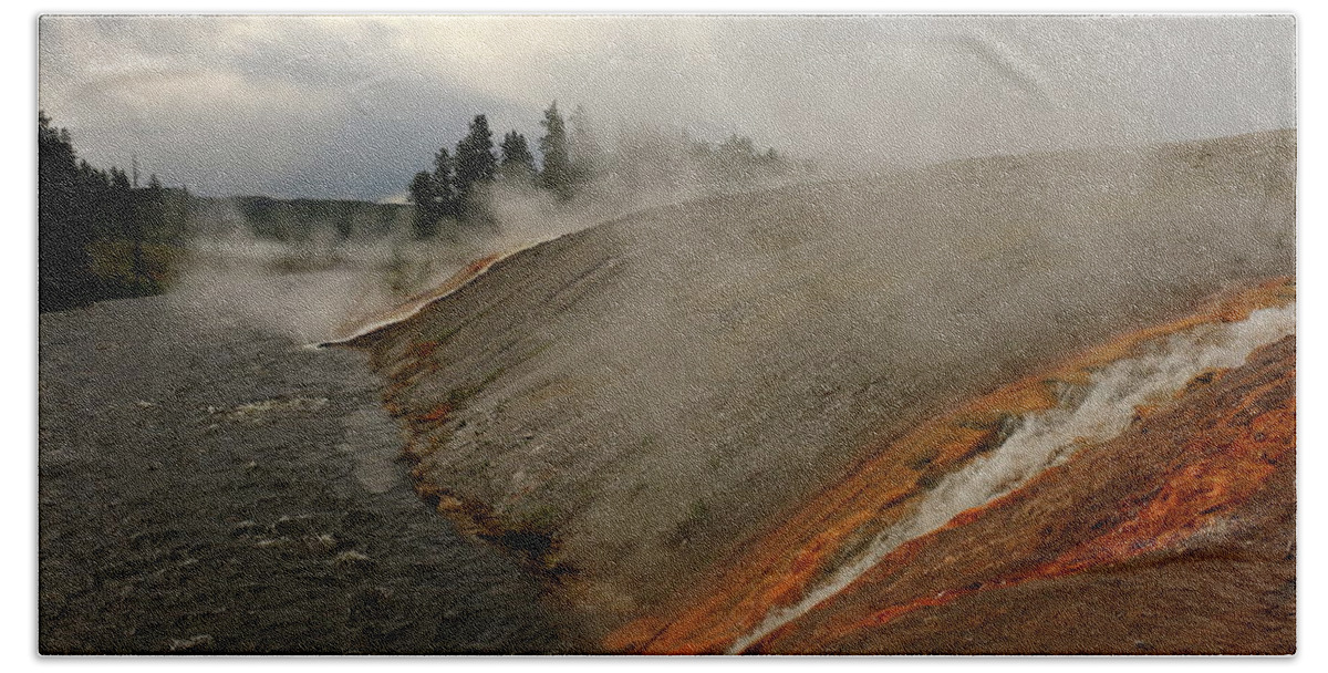 Park Beach Towel featuring the photograph Geyser Runoff Into Firehole River by Christiane Schulze Art And Photography