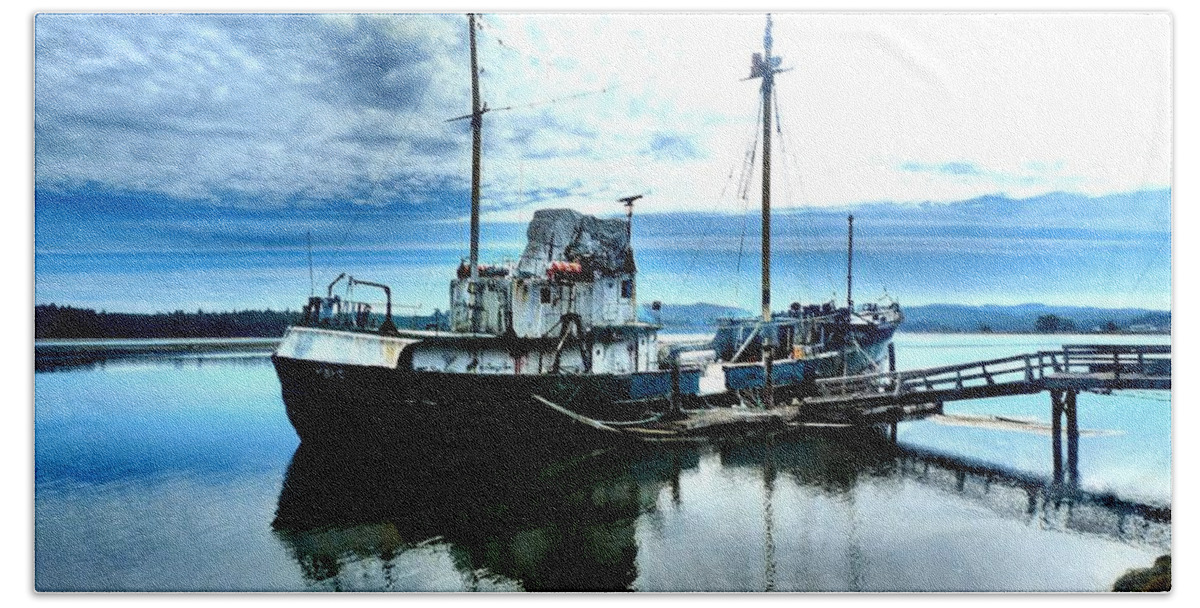 Ships Beach Sheet featuring the photograph GHOST SHIP Trawler - 2 by A L Sadie Reneau