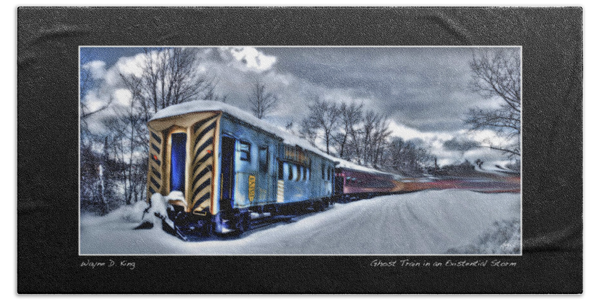 Train Beach Towel featuring the photograph Ghost Train in an Existential Storm Poster by Wayne King